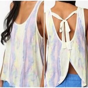 Kimchi Blue Tie Dye Bow Open Back Tank Top Small Peekaboo 90s